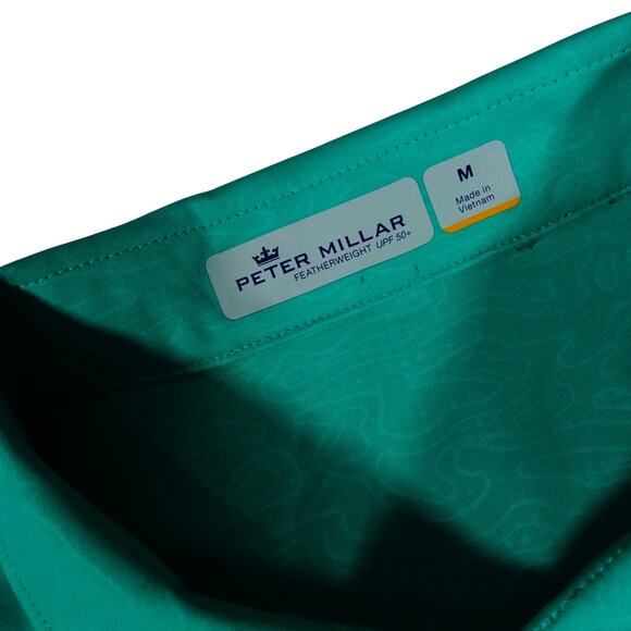 Peter Millar Feather Weight Geometric Print McArthur Golf Club Polo Shirt Mens M - Picture 3 of 7